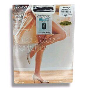 JCPenney Control Top Sheer Caress Pantyhose Sandalfoot Average Mulberry Vtg